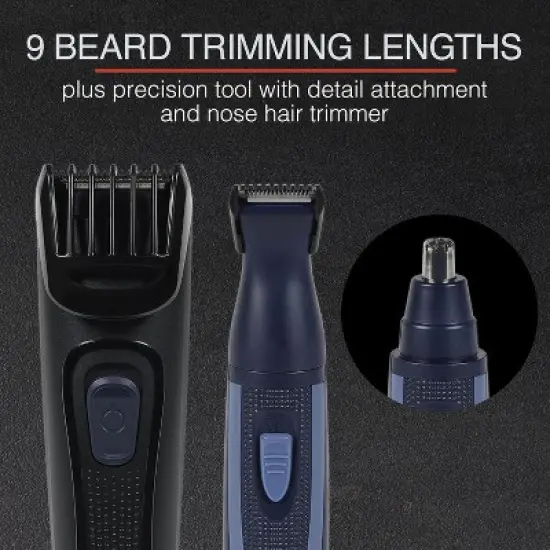 Remington Rechargeable Beard Trimmer Kit for Mustaches, Nose Hair, and Light Detailing and Grooming with Bonus  Battery Nose Trimmer image {2}