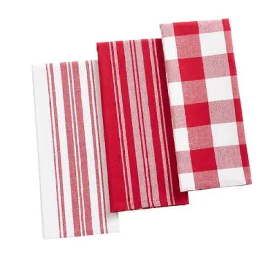 Farmhouse Living Stripe and Check Kitchen Towels, Set of 3 - 17" x 28" - Elrene Home Fashions image {6}