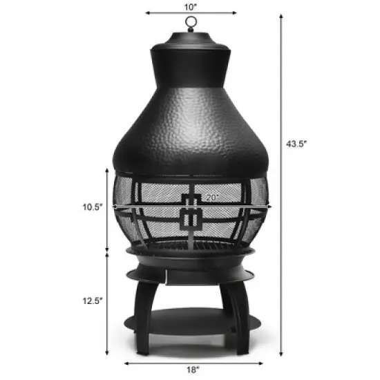 Costway Patio Fire Pit Chimenea Fireplace Wood Burning Heater Garden Backyard image {3}