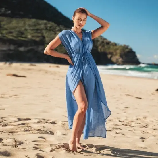 Women's Dreamy Drawstring Ruffled Cover-Up Dress - Cupshe image {4}