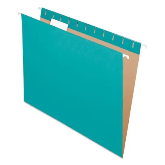 Pendaflex Colored Hanging Folders, Letter Size, 1/5-Cut Tabs, Aqua, 25/Box image {7}