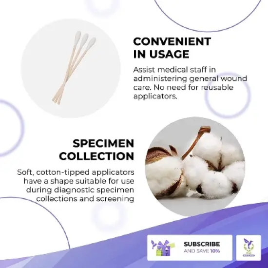 Dukal 9013 Cotton Tipped Applicators Swabsticks Wood Shaft 3 in. (2 Pack) (Box of 100) image {3}