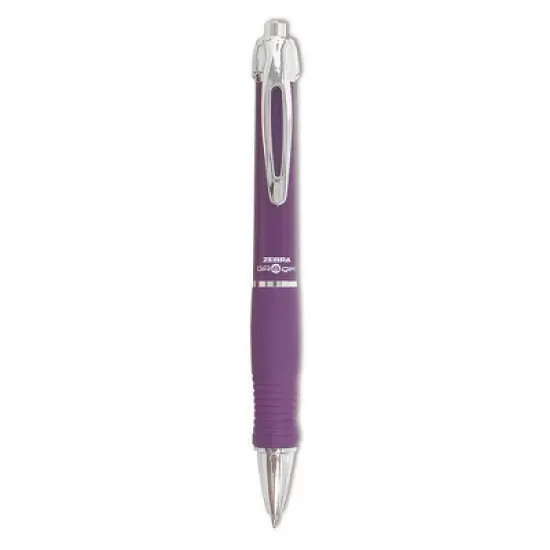 Zebra GR8 Gel Pen, Retractable, Medium 0.7 mm, Violet Ink, Violet/Silver Barrel, 12/Pack image {2}