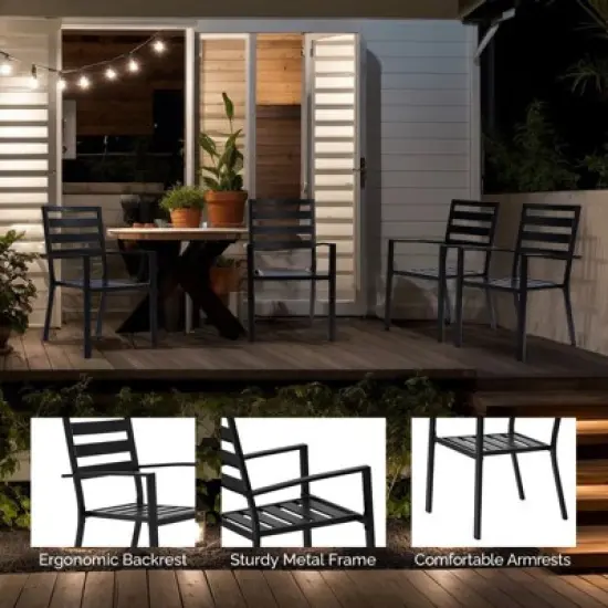 Patio Steel Square 4-Person Dining Set image {1}