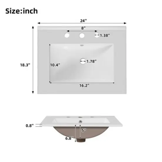 Whisen 30" Bathroom Vanity with Sink, MDF/Solid Wood Frame, 1 Divider Drawer & 2 Soft-Close Doors with Shelf image {15}