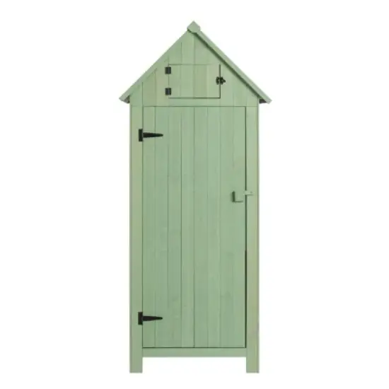 Karl Home 70'' H Green Solid Wood Outdoor Storage Shed image {6}