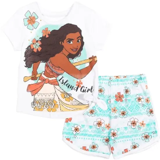 Disney Frozen Moana Princess Rapunzel Snow White Raya and the Last Dragon Baby Girls Peplum T-Shirt and French TerryShorts Outfit Set Infant image {8}
