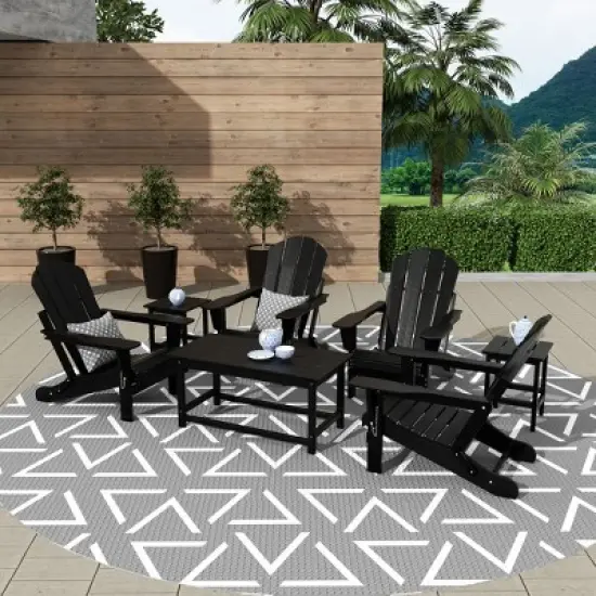WestinTrends 7 Piece Set Outdoor Folding Adirondack Chairs with Coffee Table Side Table image {1}