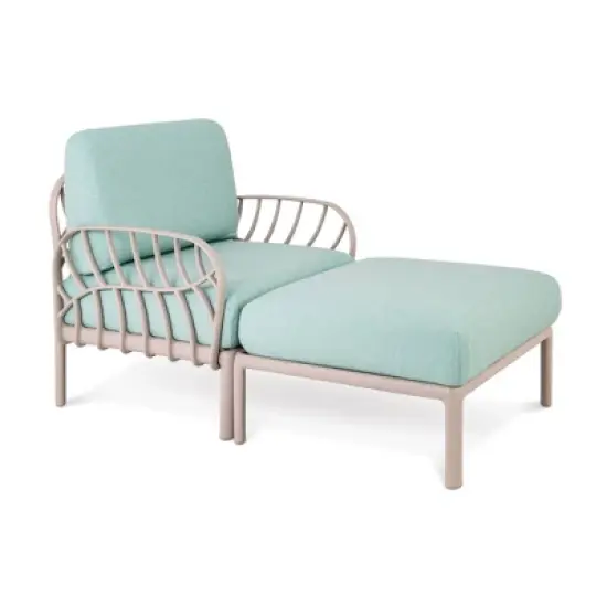 Laurel Outdoor Chaise Lounge with Ottoman & Cushion - Gray/Seafoam - Lagoon image {3}
