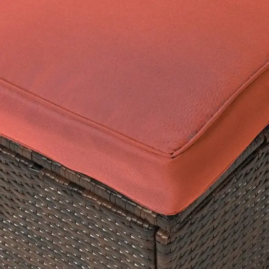6pc Wicker Outdoor Conversation Set with Cushions & Ottomans - Orange - EDYO LIVING image {8}