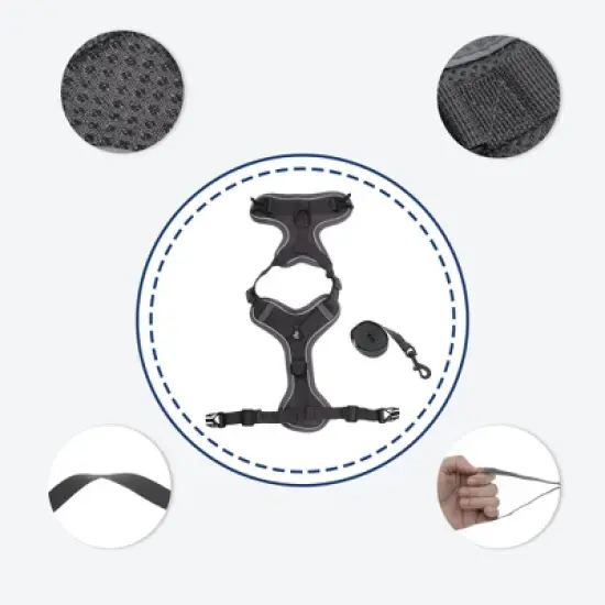 Unique Bargains Cat Harness and Leash with Reflective Strips Small Gray 1 Set image {2}