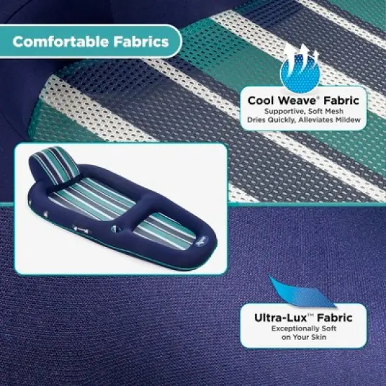 Aqua Leisure Luxury Inflatable Pool Float w/ Removable Canopy, Blue Stripe & Monterey Inflatable 4-in-1 Pool Hammock Floating Lounger, Lime Green image {3}