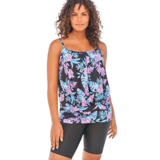 Swim 365 Women&rsquo;s Plus Size Lightweight Blouson Tankini Top image {1}