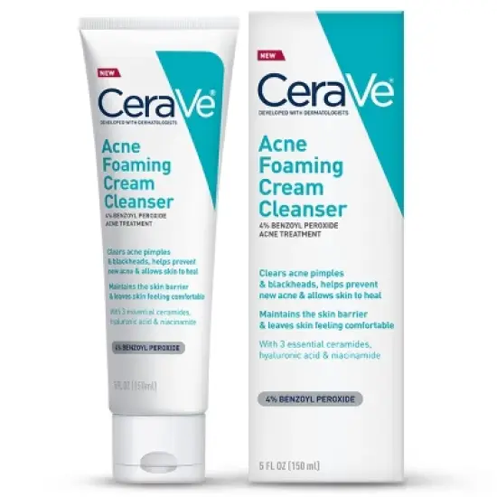 CeraVe Acne Foaming Cream Face Cleanser, Acne Treatment Face Wash - Fragrance-Free - 5oz image {4}