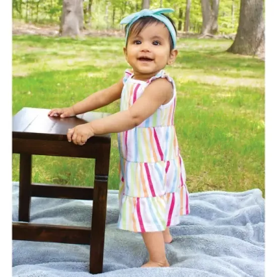 Hudson Baby Girl Cotton Dresses, Rainbow Stripe image {3}
