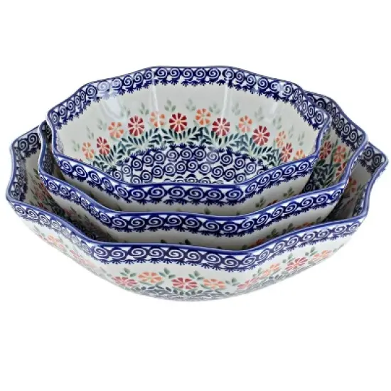 Blue Rose Polish Pottery M1000 Manufaktura Serving Bowl Set image {1}