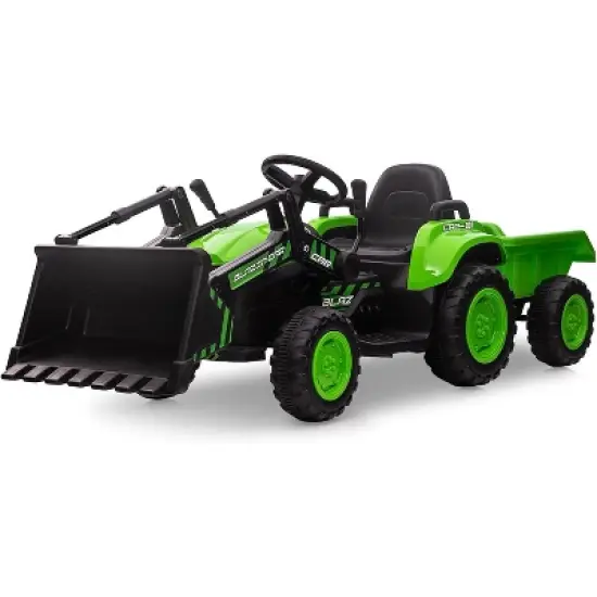3 in 1 Kids Ride On Tractor with Detachable Trailer, 12V Electric Bulldozer with Shovel Bucket image {7}