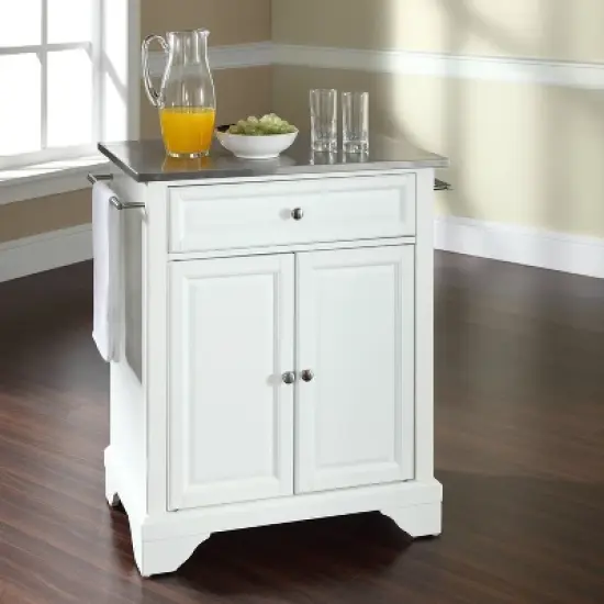 Lafayette Stainless Steel Top Portable Kitchen Island/Cart White/Stainless Steel - Crosley image {1}