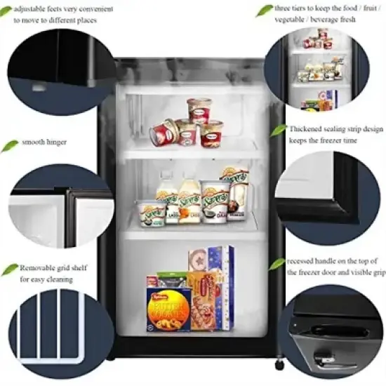 Kismile 2.3 Cu.Ft Upright Freezer, Energy Saving and Low Noise, 3 temperature settings (Black) image {5}