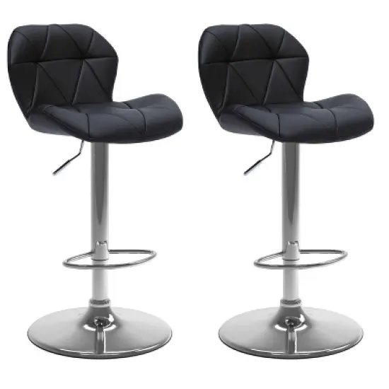 Set of 2 Adjustable Hex Design Bonded Leather Barstool - Corliving image {8}