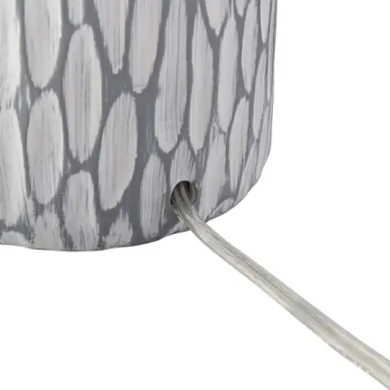 360 Lighting Patrick Modern Coastal Table Lamp 26 1/4" High Gray White Wash Geometric Ceramic Drum Fabric Shade for Bedroom Living Room Bedside Office image {6}