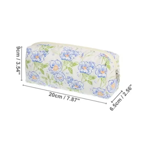 Unique Bargains Durable Small Quilted Makeup Bag Blue Green 1 Pc image {1}