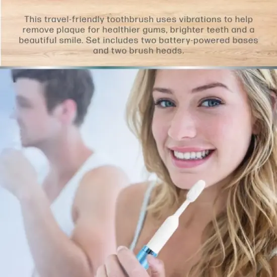 Bliss Electric Travel Toothbrush Set - Portable Sonic Toothbrush with 2 Brush Heads, Protective Cap & Waterproof image {1}