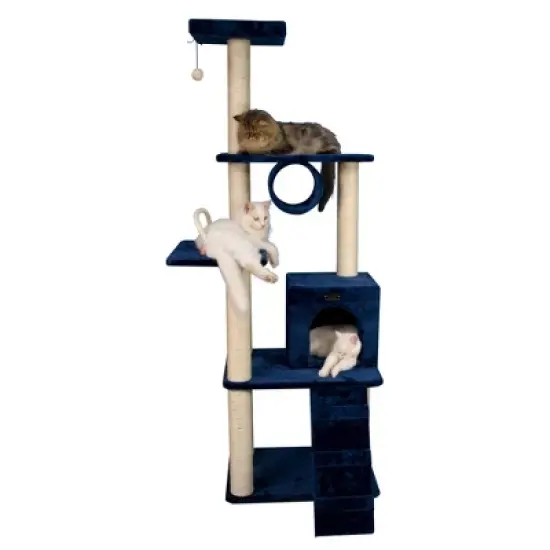 Armarkat 71" Navy Real Wood Cat Climbing Tower, Cat Scratching Furniture, A7101 image {6}