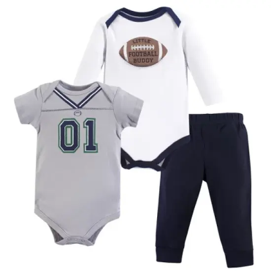 Little Treasure Baby Boy Cotton Bodysuit and Pant Set, Football Season image {2}