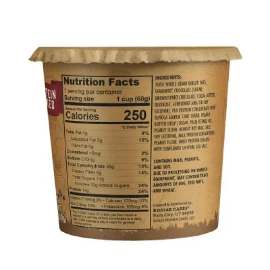 Kodiak Cakes Protein-Packed Single-Serve Oatmeal Cup Peanut Butter Chocolate Chip - 2.12oz image {2}