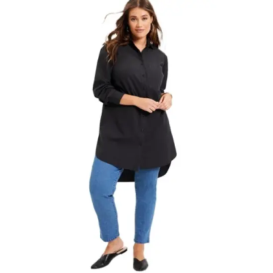 June + Vie by Roaman's Women&rsquo;s Plus Size Poplin La Vie Max Tunic image {4}