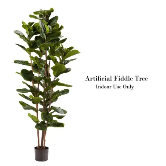 Fiddle Leaf Fig Tree - 72-Inch Fake Plant with Pot and Natural Feel Leaves for Home or Office - Artificial Plants Decor for Indoors by Pure Garden image {2}