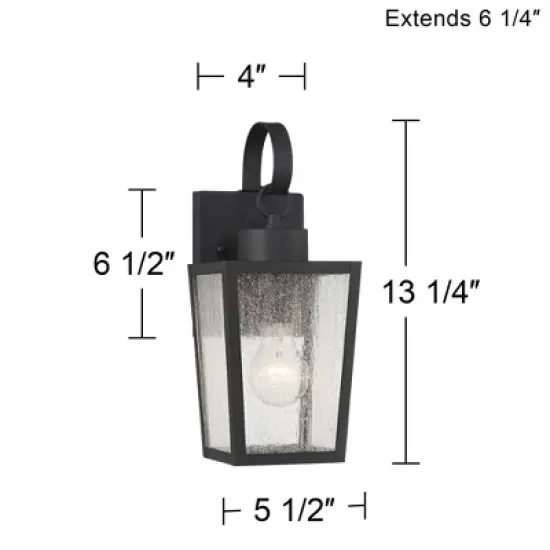 John Timberland Thebes 13 1/4" High Farmhouse Rustic Outdoor Wall Light Fixture Mount Porch House Weatherproof Textured Black Finish Clear Glass Shade image {3}