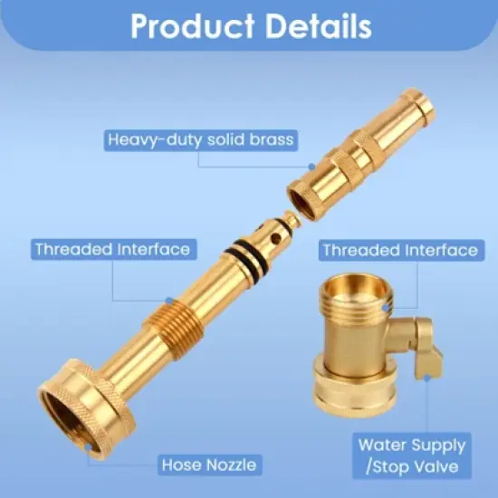 Syemin Landscape Equipment Parts and Accessories, Heavy-Duty Adjustable Twist Hose Nozzle, Versatile, Easy to Use, Gold, 1.18"*1.18"*4.06" image {3}