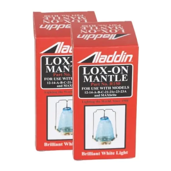 Aladdin Lox-on R150 Oil Lamp Mantle for Brighter and Cleaner Light, Set of 2 image {1}