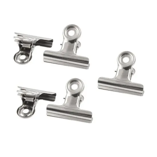 Unique Bargains Spring-Loaded Design Metal File Binder Clips Clamps Silver Tone 5 Pcs 2" Width image {5}