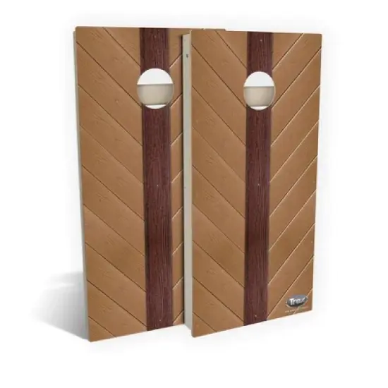 Skips Garage Trex Tan Angled Strips All-Weather Cornhole Set image {1}