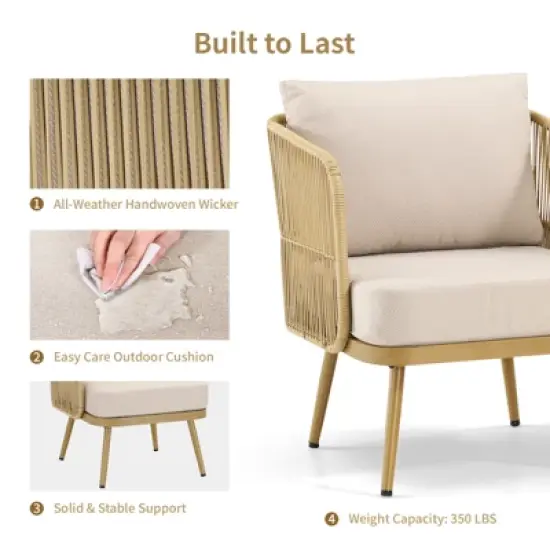 Outdoor Patio Furniture Set All Weather Wicker Conversation Set image {6}