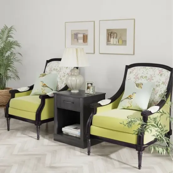 Costway Nightstand with Drawer and Shelf Rustic Wooden Bedside Table Bedroom Brown / Natural / Black image {4}