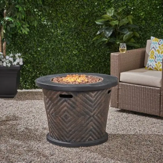 Meyer Outdoor Circular Lightweight Concrete Fire Pit - Brown - Christopher Knight Home image {1}