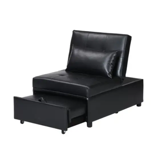 Folding Ottoman Sofa Bed BLACK image {5}