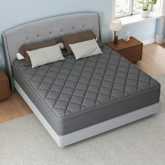 CHEVNI 12-14 Inch Mattress in a box Hybrid Spring Memory Foam Medium Firm Gray image {2}