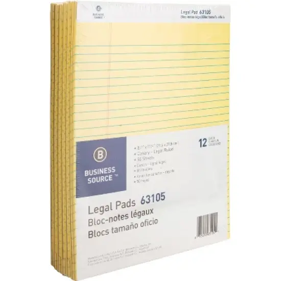 Business Source Legal Pads Legal Ruled 50 Sht 8-1/2"x11-3/4" 12Pack CA 63105 image {2}