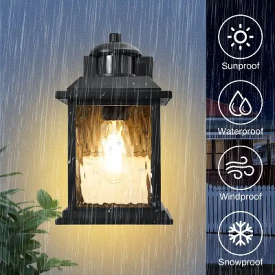 Cedar Hill 11 in. Black Motion Sensor Dusk to Dawn Outdoor Wall Sconce image {1}