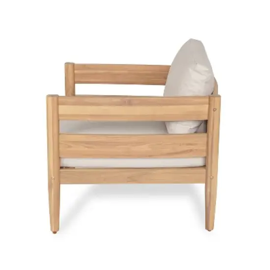 Christopher Knight Home Fritz Outdoor Rustic Upholstered Club Chair with Slat Paneling image {3}