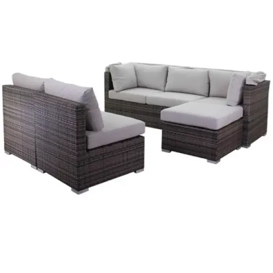 Courtyard Casual Taupe Aurora Outdoor Sectional to Daybed Combo with Canopy image {6}
