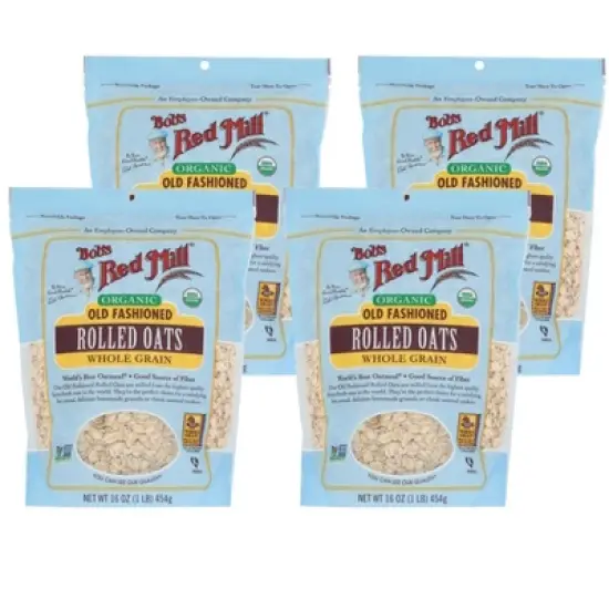 Bob's Red Mill Organic Old Fashioned Rolled Oats Whole Grain - Case of 4/16 oz image {7}