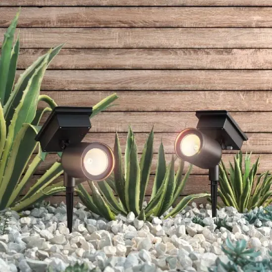Short Solar LED Outdoor Spot Light Matte Black - Room Essentials&trade; image {1}