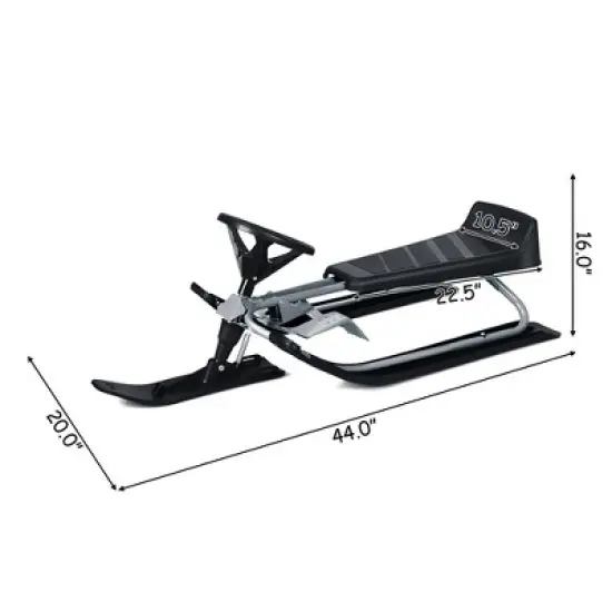 Costway Kids Snow Racer Sled w/Steering Wheel Double Brakes Pull Rope Iron Frame image {3}