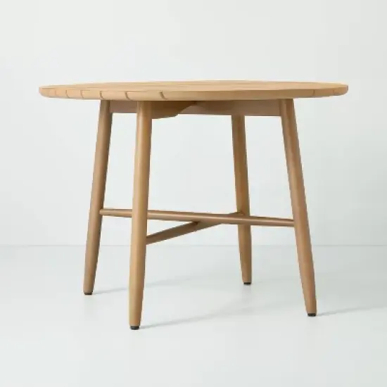 Slat Wood Outdoor Round Dining Table - Natural - Hearth & Hand&trade; with Magnolia image {3}